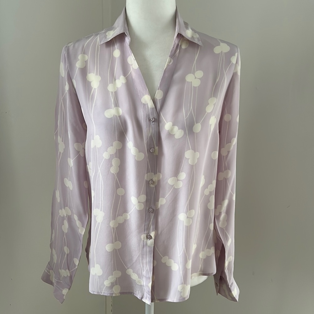 Merona Lavender Button Down Shirt with White Floral Pattern